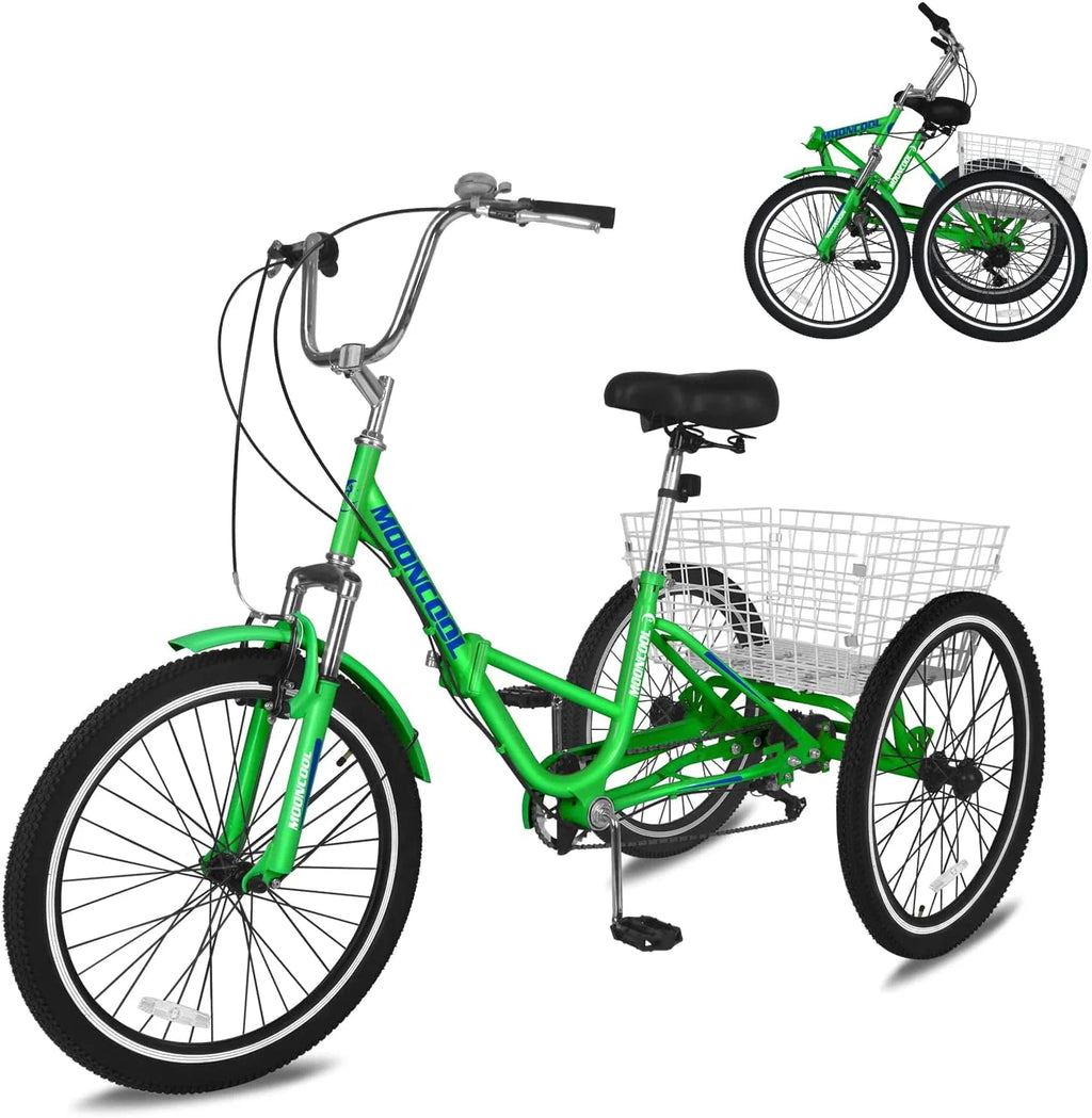 Folding 7 Speed Adult Tricycle with Large Basket V6693