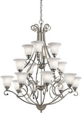 16 Light Multi Tier Chandelier with White Scavo Glass G992