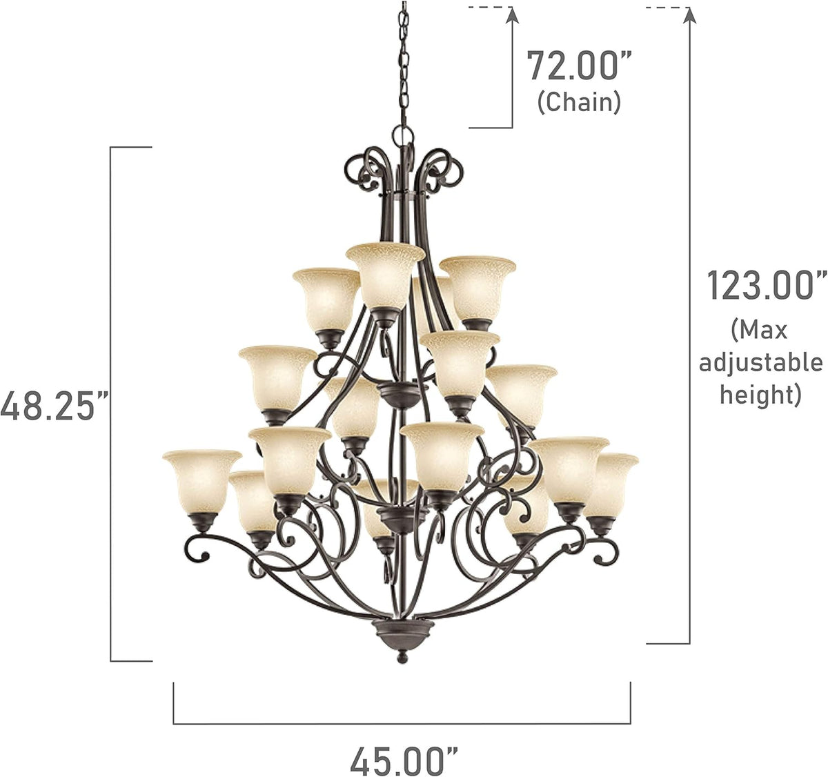 16 Light Multi Tier Chandelier with White Scavo Glass G992
