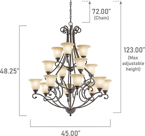 16 Light Multi Tier Chandelier with White Scavo Glass G992
