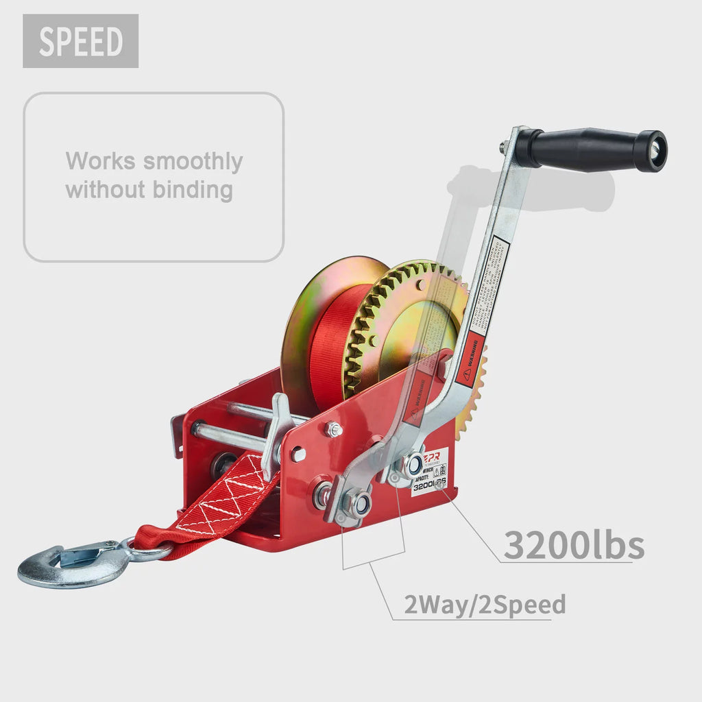 3200lbs Hand Winch with 10m Strap K2736