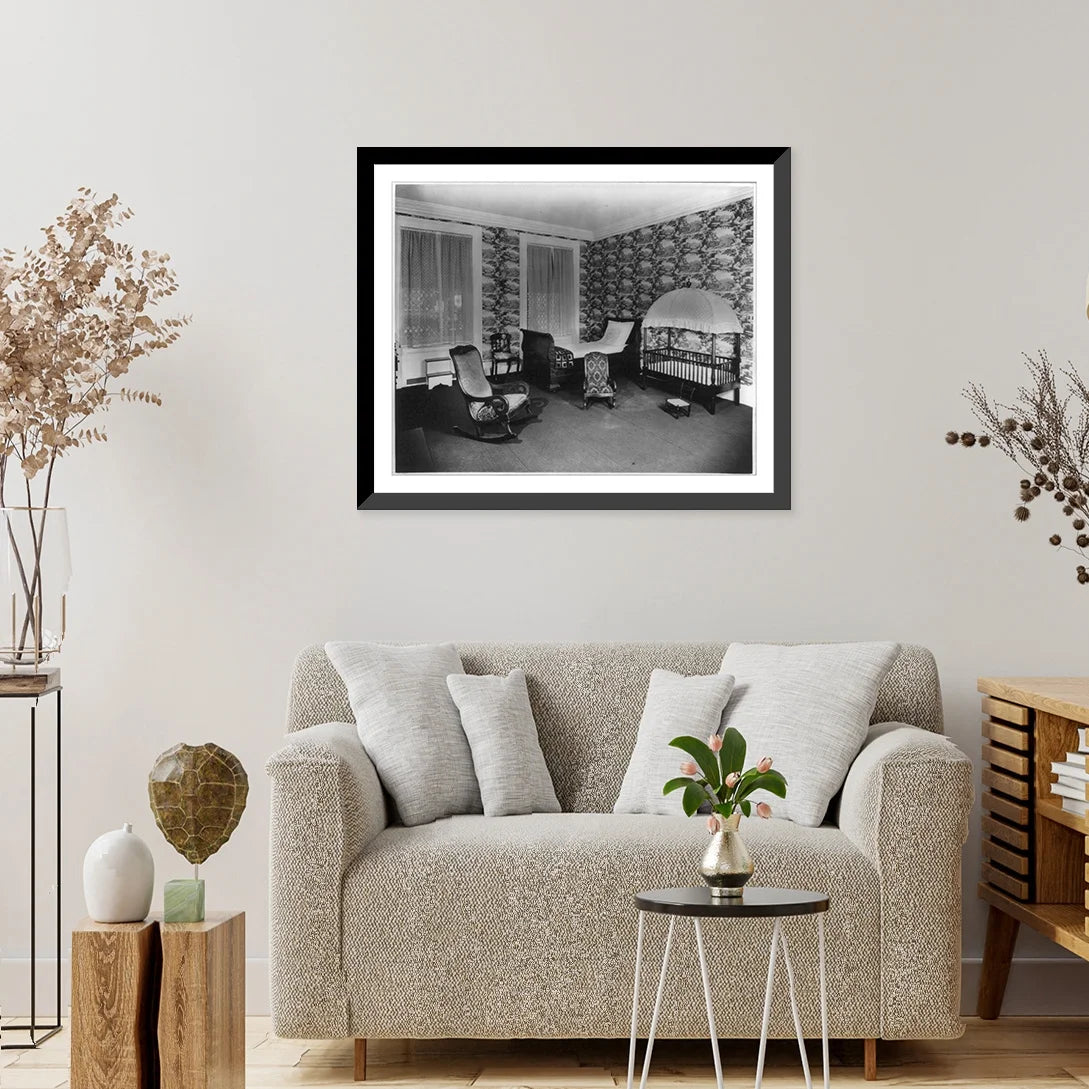 Framed Print with Canopy Crib, Rocking Chairs, Bed and Chairs P65506