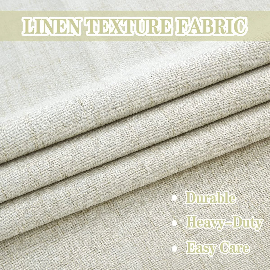 Natural Linen Blackout Curtains 84"Lx52"W Ivory Grommet Top, 2 F209