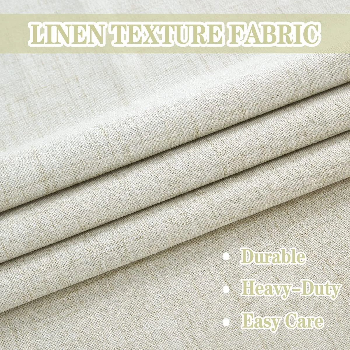 Natural Linen Blackout Curtains 84"Lx52"W Ivory Grommet Top, 2 F209