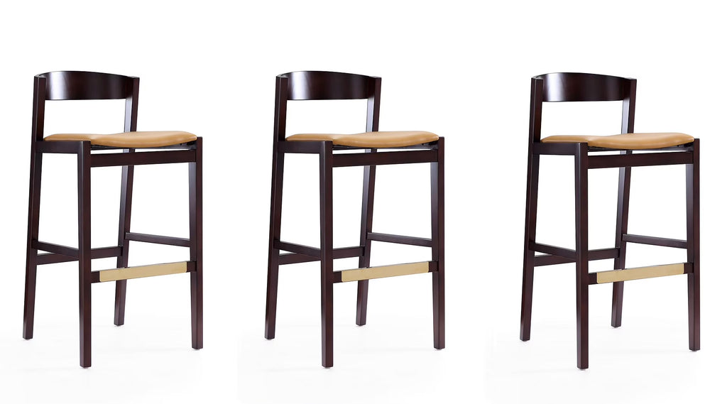 Faux Leather Barstool in Camel (Set of 3) C156