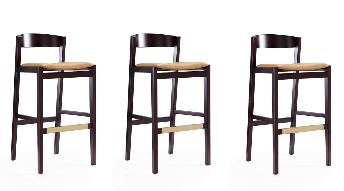 Faux Leather Barstool in Camel (Set of 3) C156