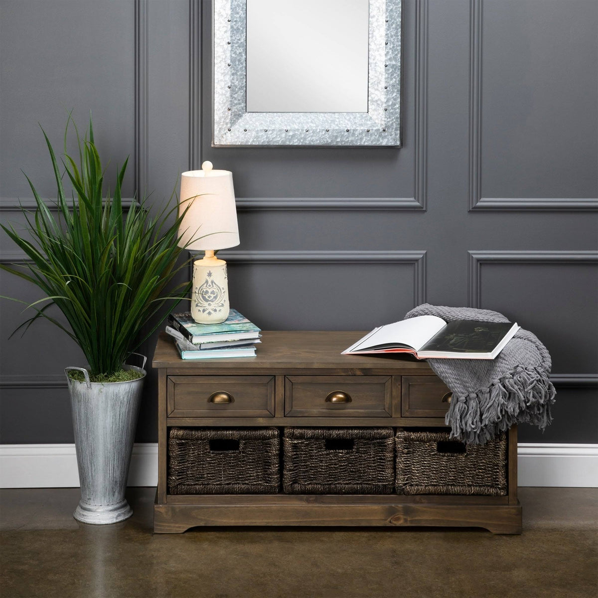 Basket Storage Accent Bench D745299