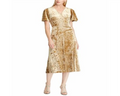 Yellow Velvet Surplice Dress Size 18 U3910