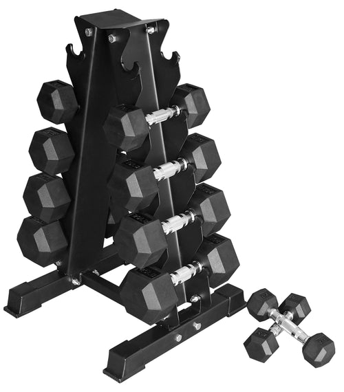 150LB Coated Hex Dumbbell Weight Set and Storage Rack E173170
