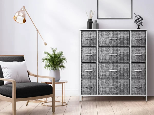 12 Drawer Gray White Dresser N64866