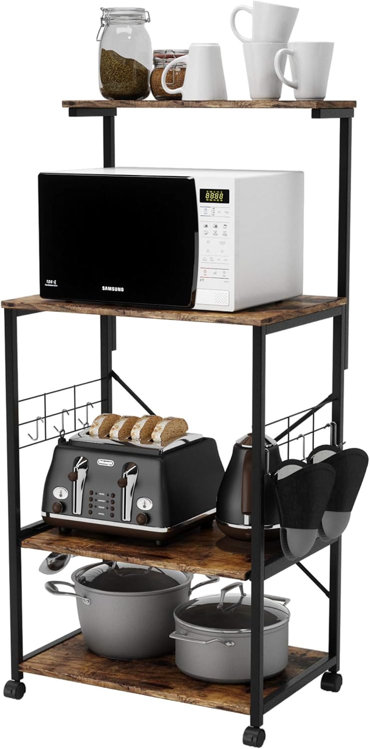 4 Tier Rolling Kitchen Cart with Storage Shelf C74082