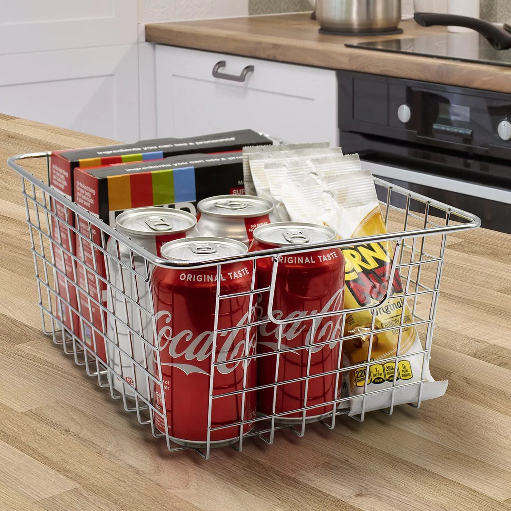 Metal Wire Storage Baskets 4-Pack Silver I953