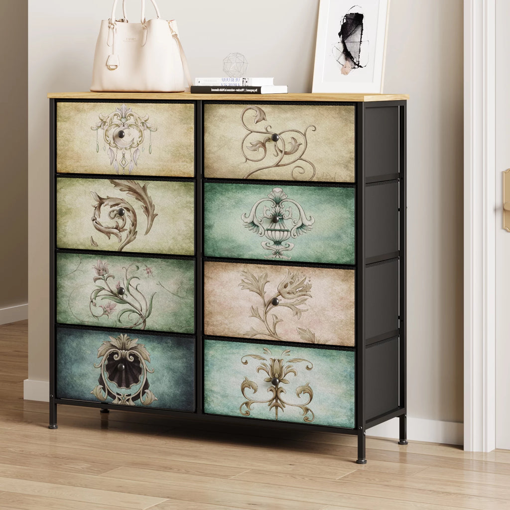9 Drawer Dresser with Steel Frame Wooden Top G883960