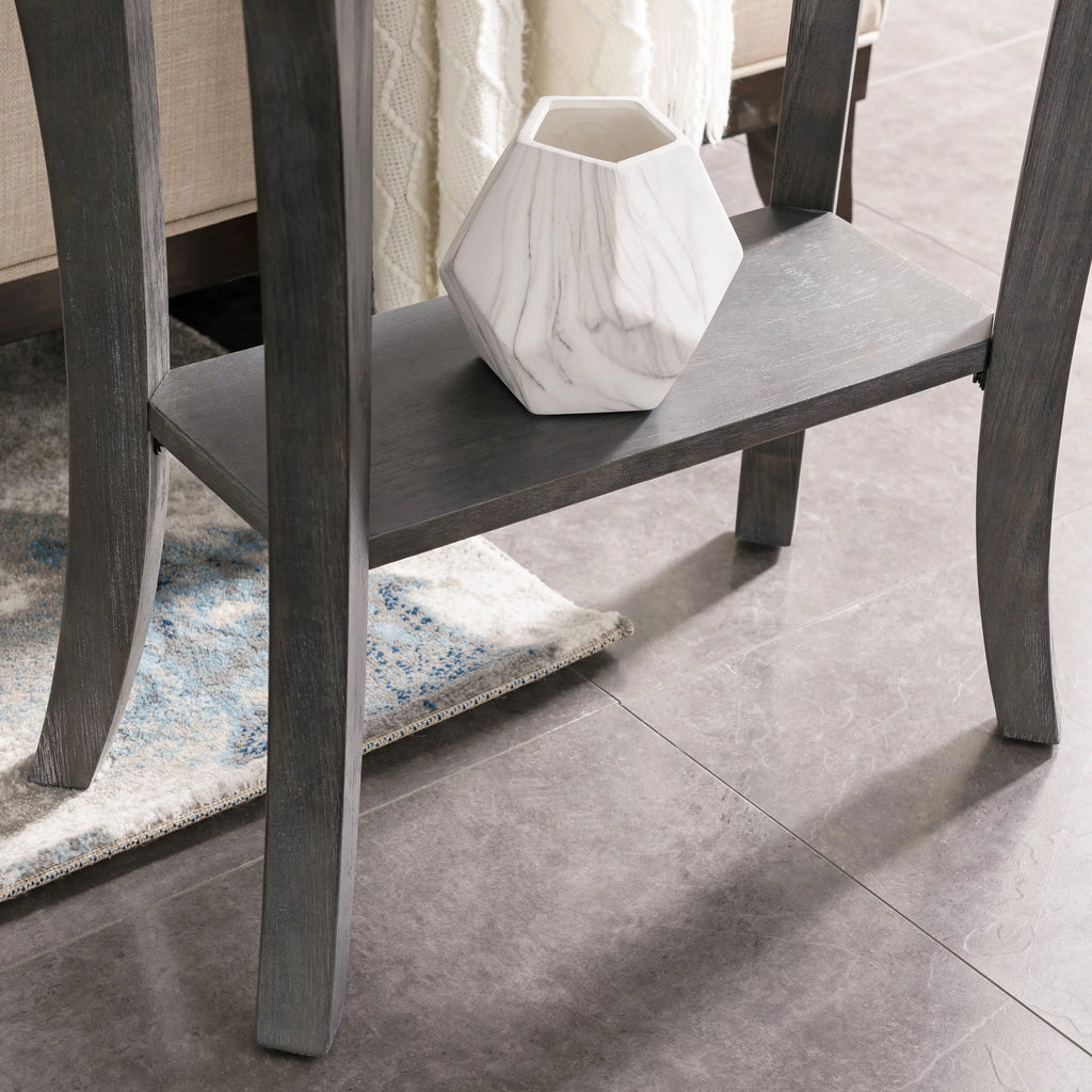 Rustic Gray Narrow Side Table with Shelf G420877