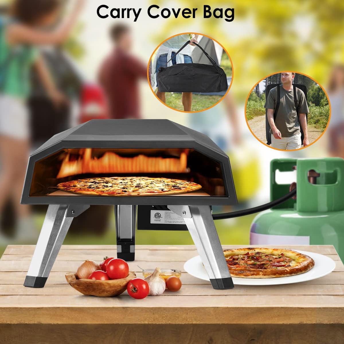 12 Portable Gas Pizza Oven with Pizza Stone and Pizza Cutter L3677