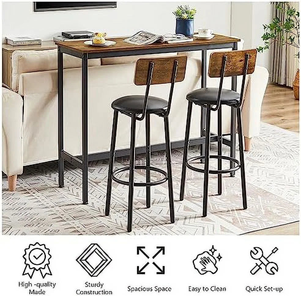 Counter Height Table and Chairs Set for 3 Brown T1835