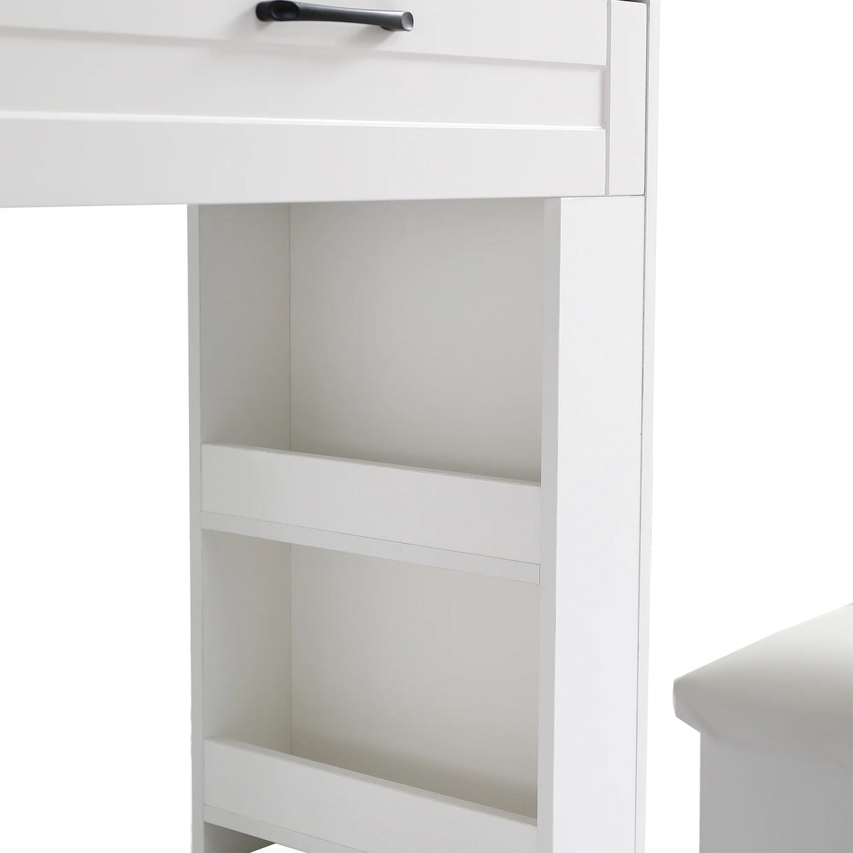 White Vanity Table with Lighted Mirror and Stool H96044