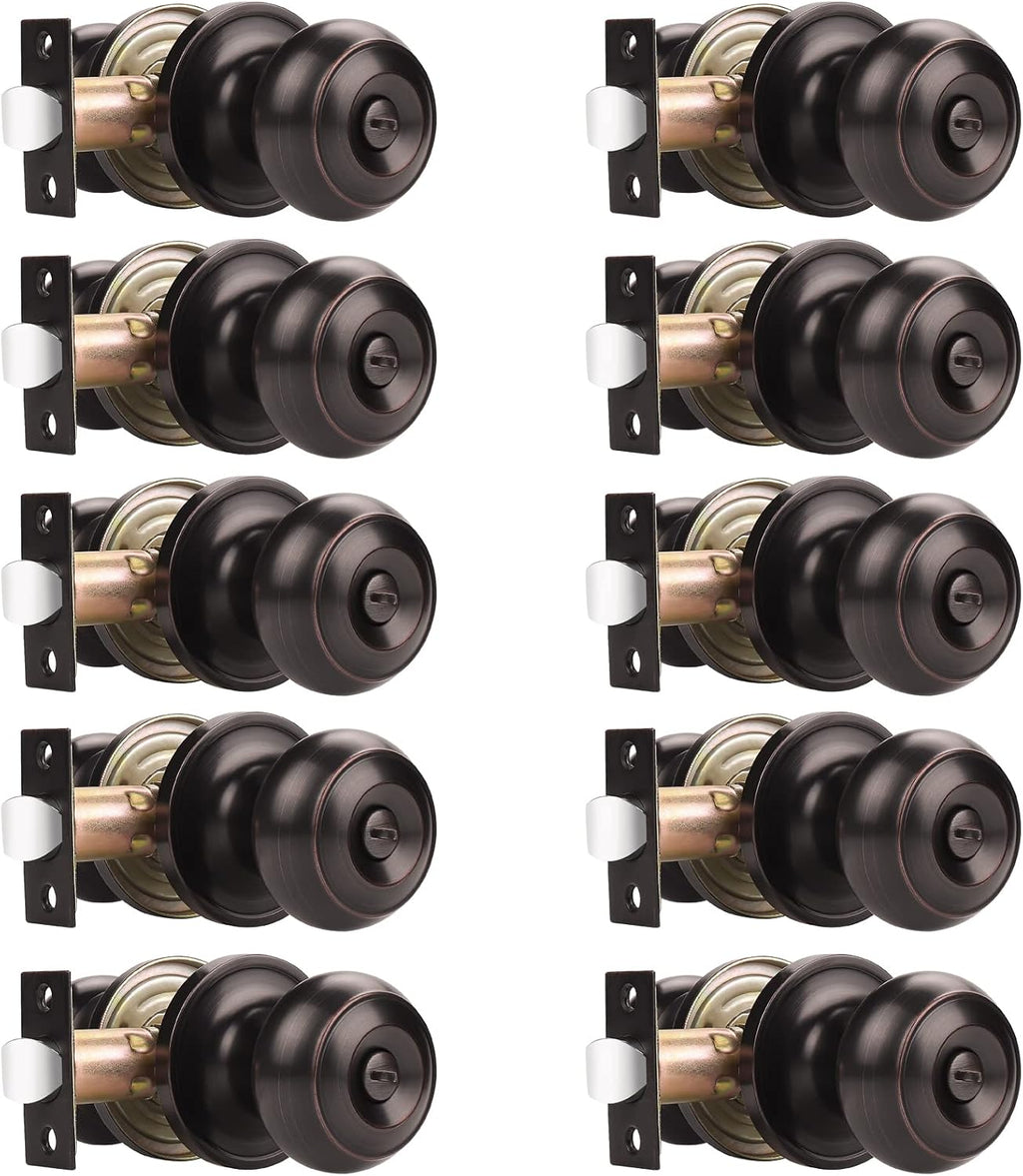 10 Pack Privacy Keyless Doorknobs in Oil Rubbed Bronze U59752
