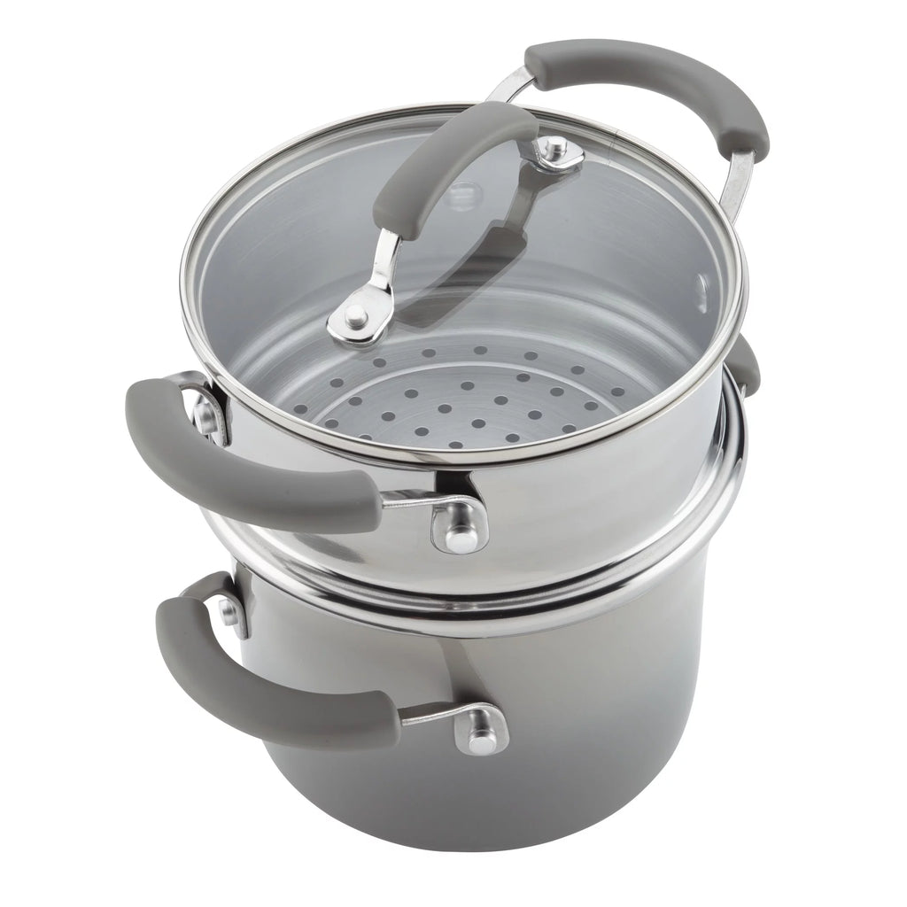 3 Qt Nonstick Porcelain Enamel Covered Multi Pot Set with Steamer I359883