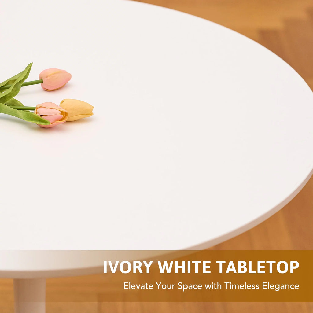 Round Dining Table 32" White Steel Pedestal T70485