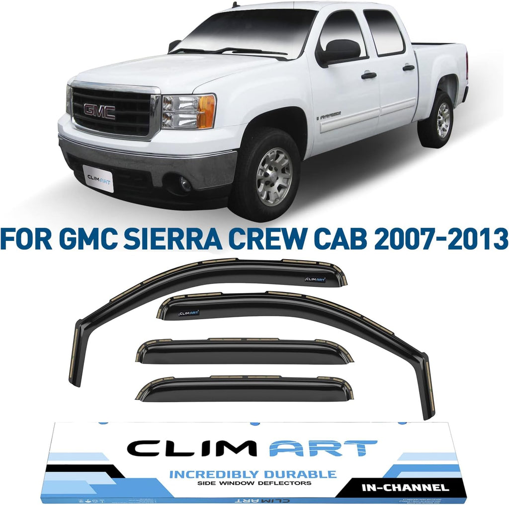 4pcs Tape-on Window Deflectors for GMC Sierra 1500 Crew Cab E442319