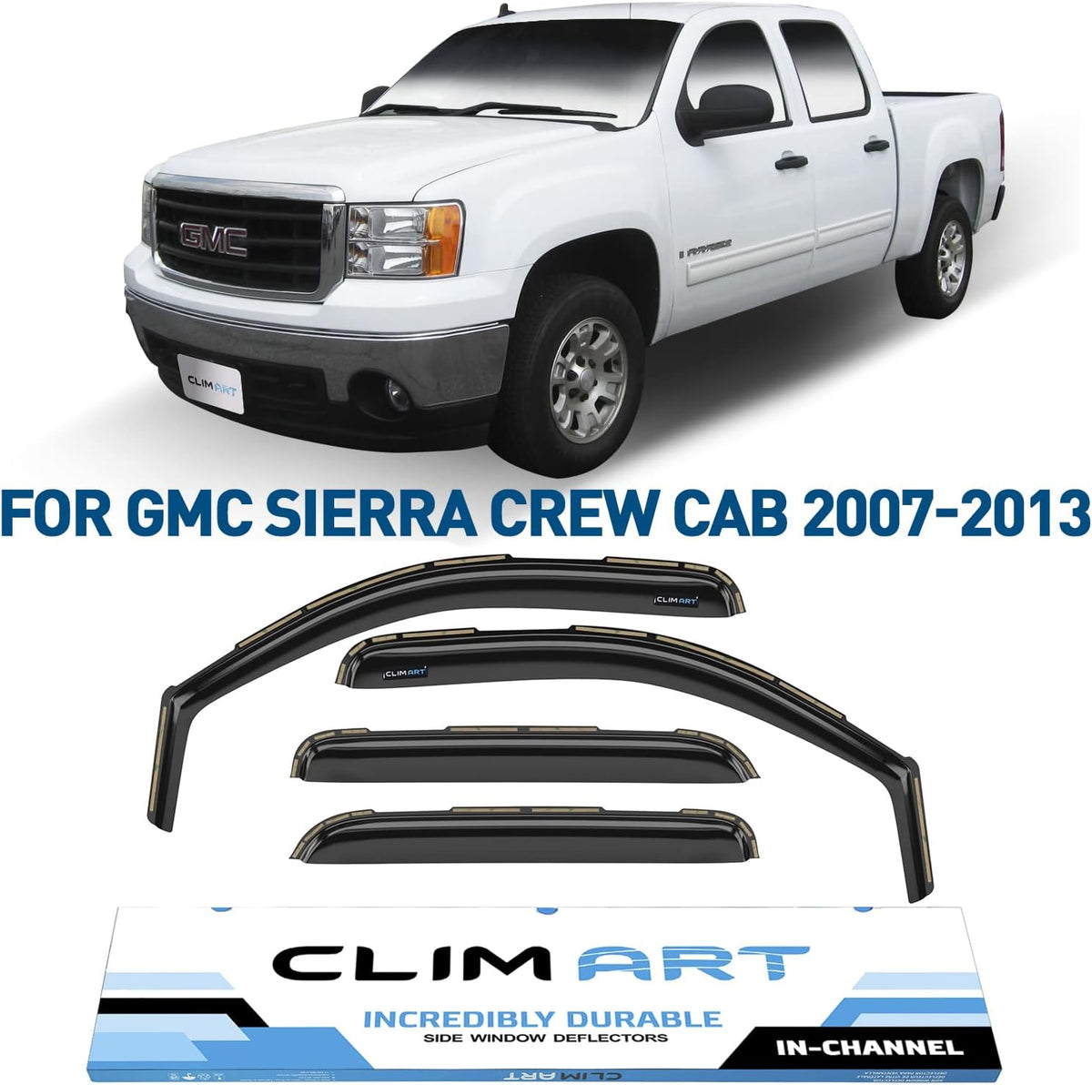 4pcs Tape-on Window Deflectors for GMC Sierra 1500 Crew Cab E442319