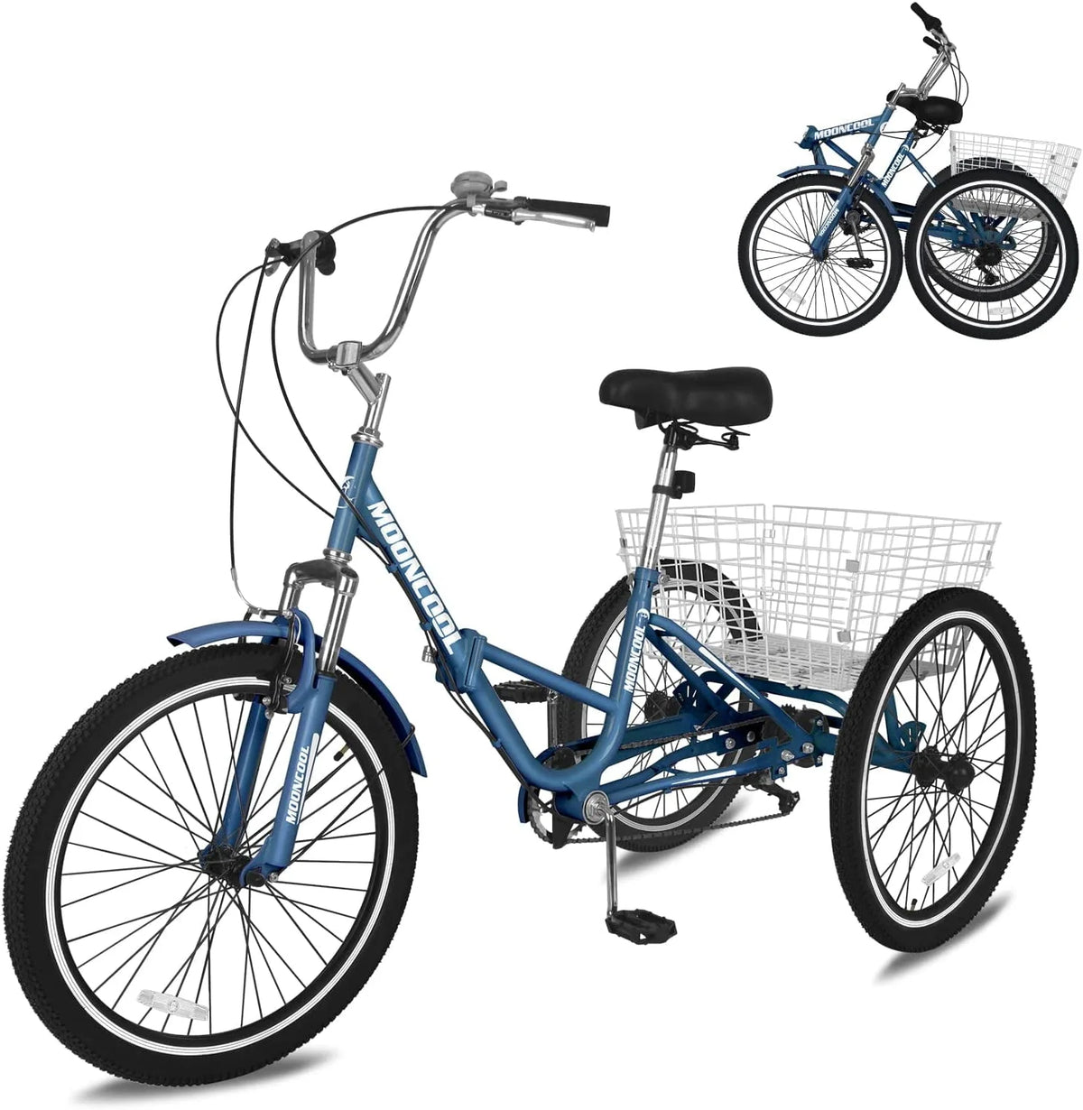 Folding 7 Speed Adult Tricycle with Large Basket V6693