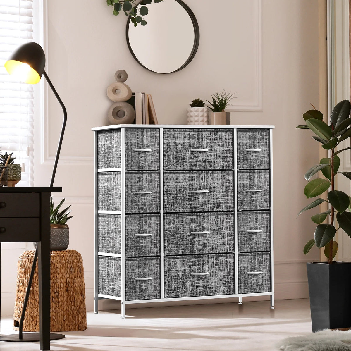 12 Drawer Gray White Dresser N64866