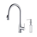 Chrome Pull Out Single Level Kitchen Faucet with Sprayer and Soap Dispenser X481