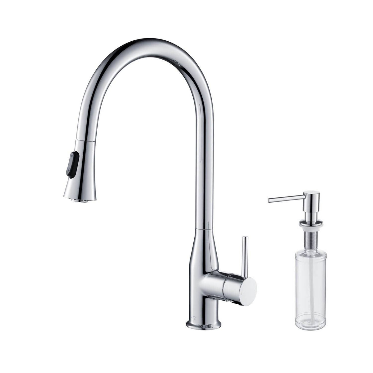 Chrome Pull Out Single Level Kitchen Faucet with Sprayer and Soap Dispenser X481