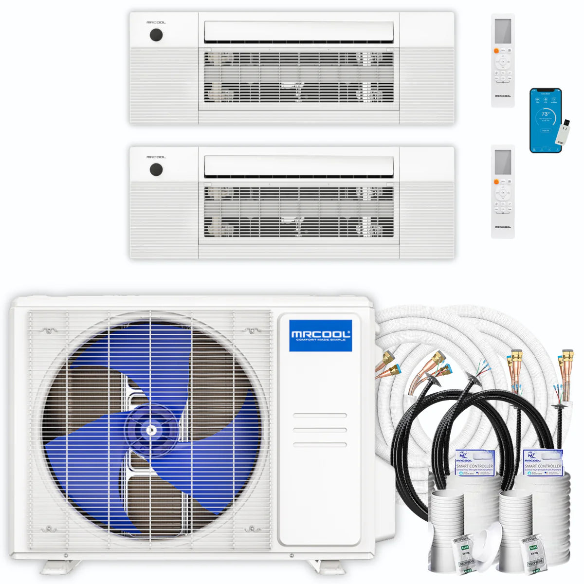 27,000 BTU 2 Zone Ceiling Cassette Ductless Air Conditioner and Heat Pump B537