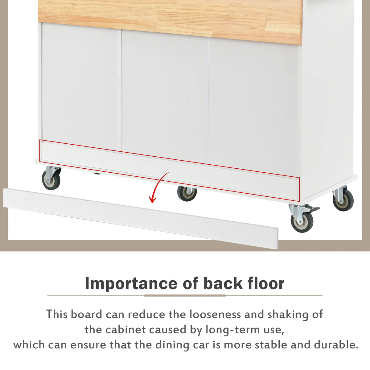 White Dining Island Cart with 2 Lockable Wheels and Drop-Leaf Tabletop X1260