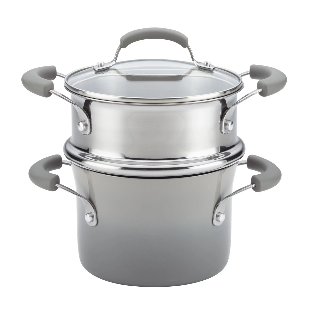 3 Qt Nonstick Porcelain Enamel Covered Multi Pot Set with Steamer I359883