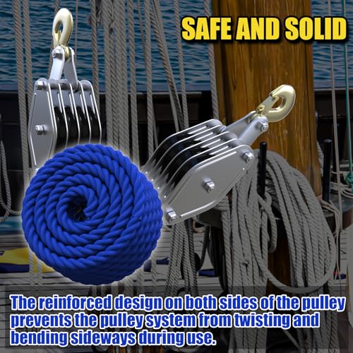 Heavy Duty 4400LBS Pulley Hoist with 65 Ft Rope D503