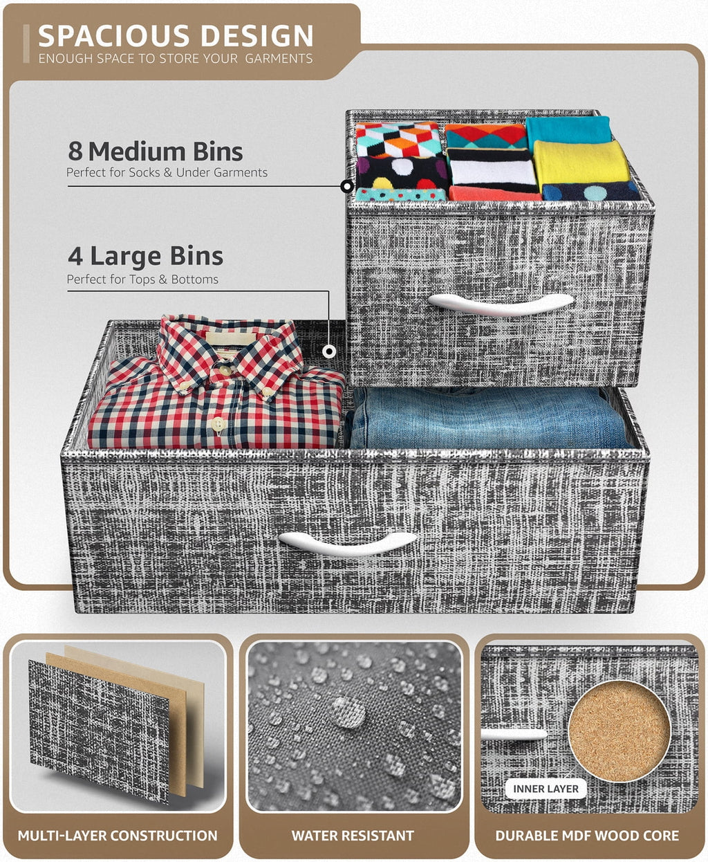 12 Drawer Gray White Dresser N64866