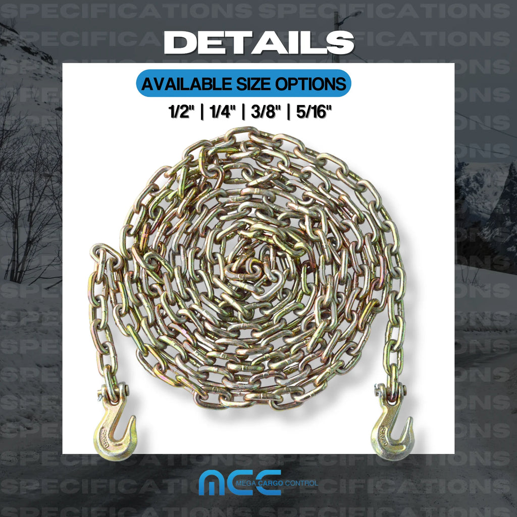 2 Pack G70 5/16" x 20' Tow Chain with Grab Hook N9284