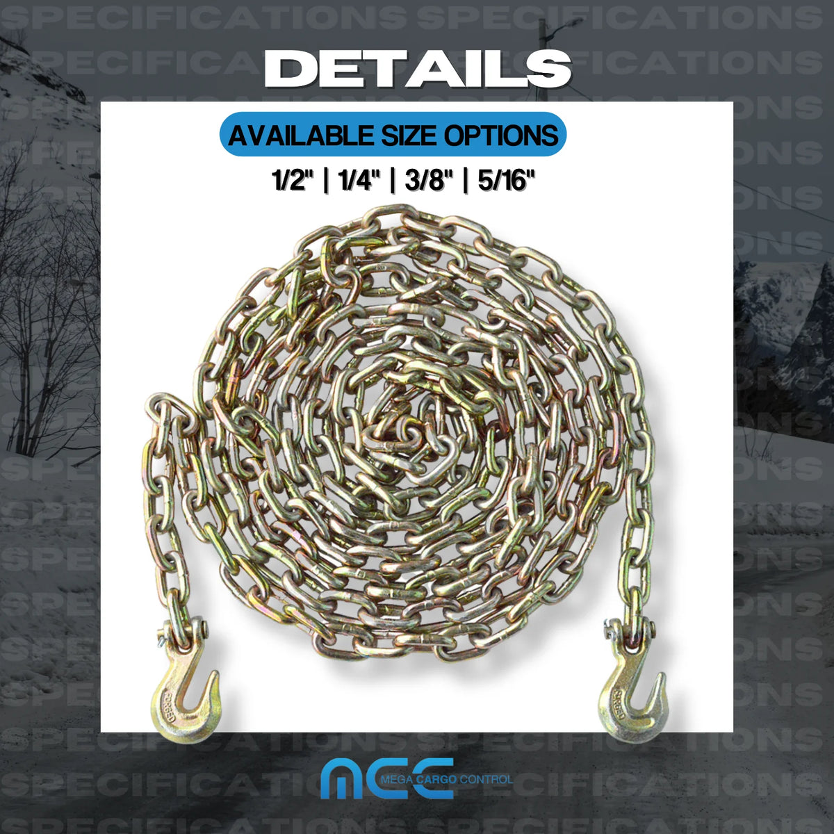 2 Pack G70 5/16" x 20' Tow Chain with Grab Hook N9284