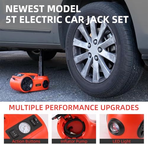 5 Ton 12V Electric Hydraulic Car Jack Kit with Impact Wrench and Tire Inflator Pump R90776