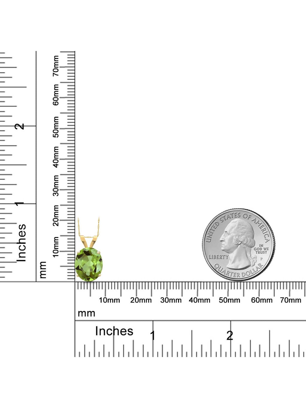 14K Yellow Gold Green Peridot Pendant Necklace with 18 inch Chain I739779
