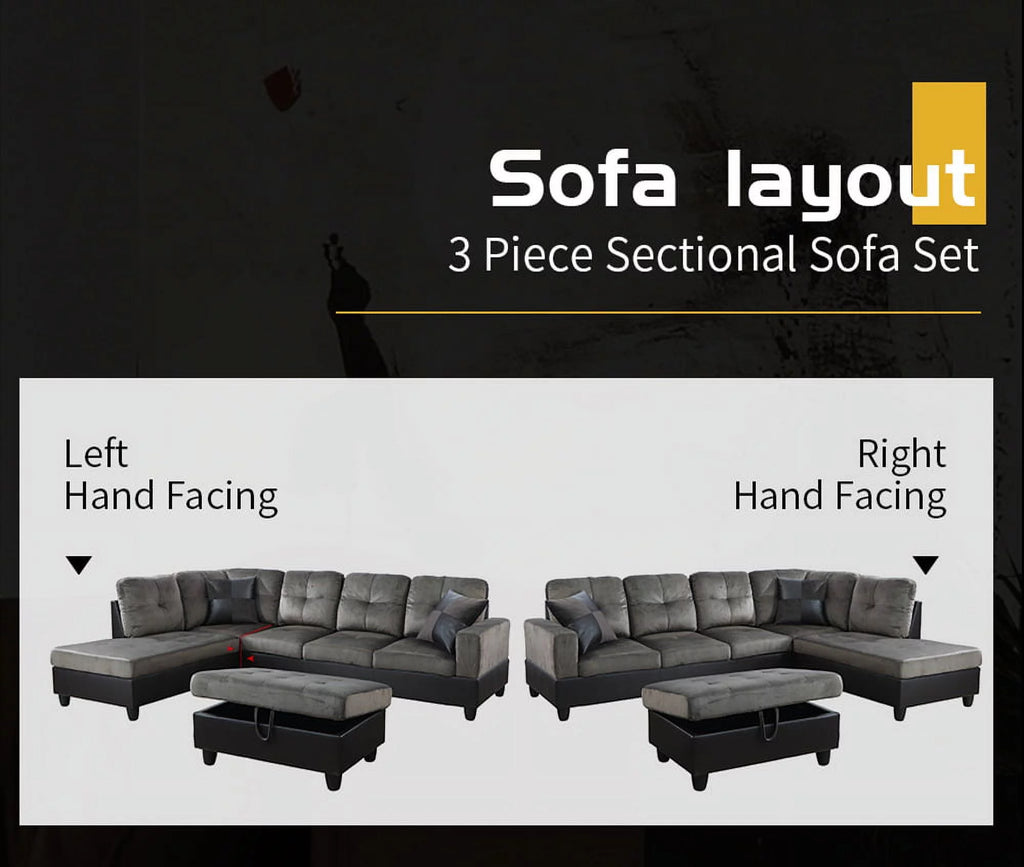Microfiber Faux Leather Sofa Set with Ottoman H104