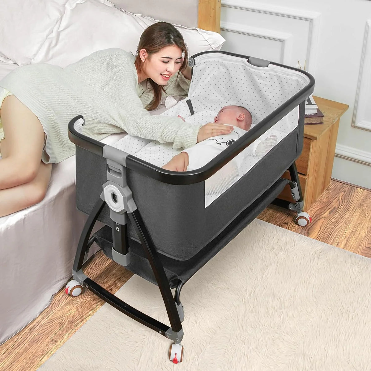 3 in 1 Bedside Bassinet with Adjustable Height V7861