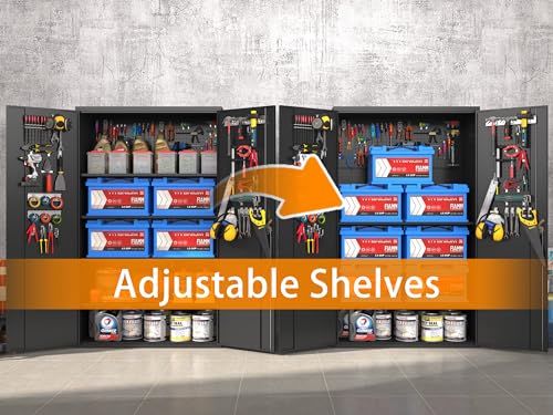 72 Inch Black Lockable Metal Storage Cabinet with Wheels H6383