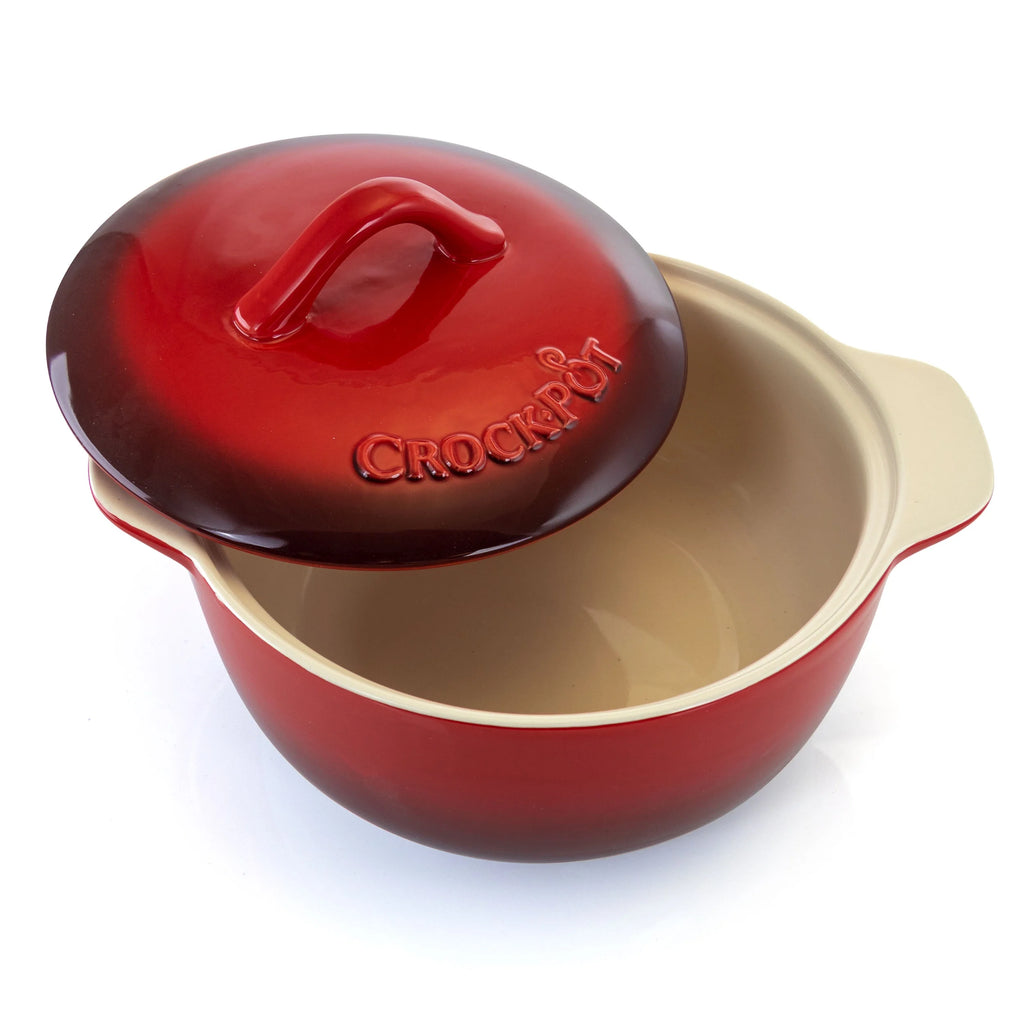 2.3 Quart Round Stoneware Casserole with Lid in Red A388228