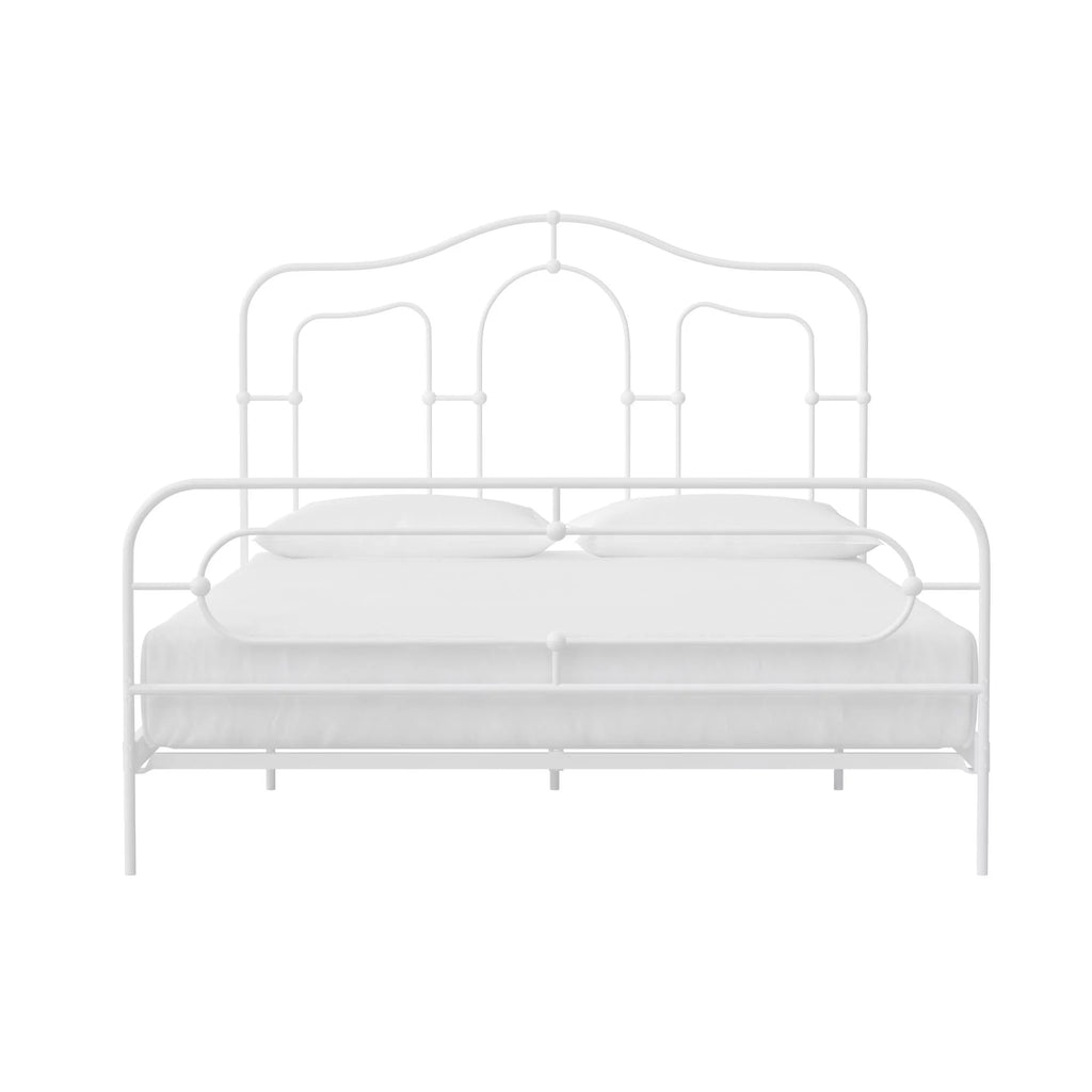 Off White Full Size Metal Bed with Headboard and Footboard R3570
