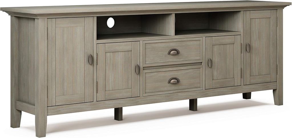 Black 72 inch Solid Wood TV Media Stand with Storage Shelves and Cabinets T315