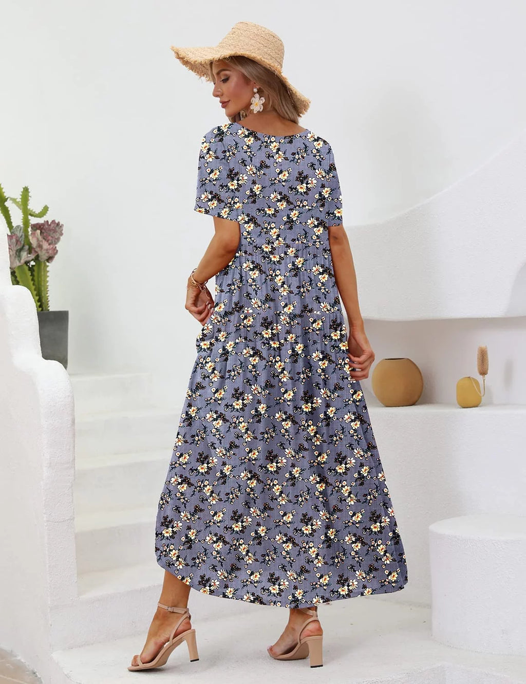 Casual Loose Floral Maxi Dress U9512