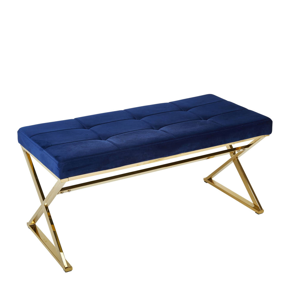 Blue/Gold Velveteen Bench J89746
