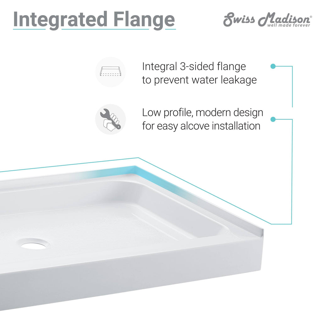 Single Threshold Shower Base Drain Location: Left B136