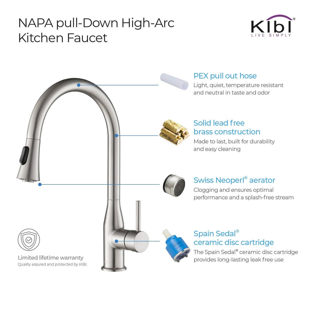 Chrome Pull Out Single Level Kitchen Faucet with Sprayer and Soap Dispenser X481
