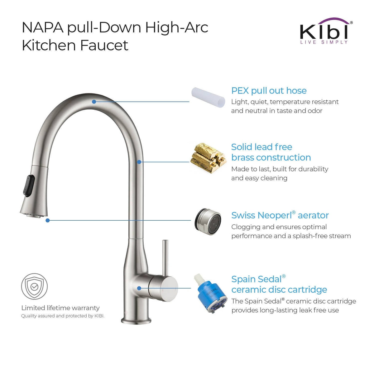 Chrome Pull Out Single Level Kitchen Faucet with Sprayer and Soap Dispenser X481